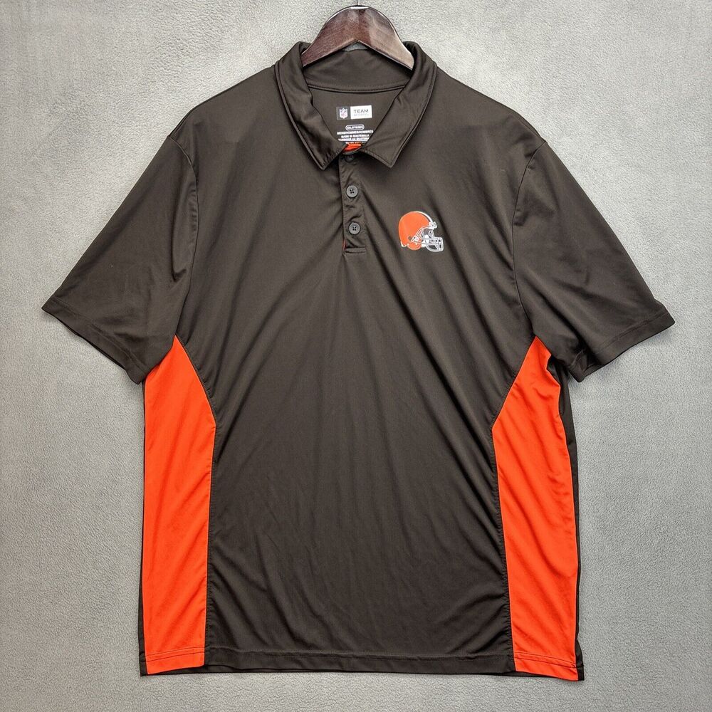 Vtg NFL Team Apparel Cleveland Browns Short Sleeve Polo Mens Sz 2XL